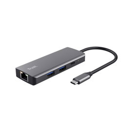 Trust Dalyx Adaptador Multipuerto USB-C 6 en 1 Gris/Plata
